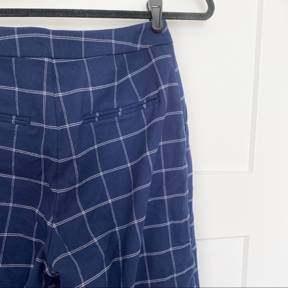 Old Navy Windowpane Plaid Wide Leg Crop Pants Navy/White Career Office Sz 4 - Picture 7 of 8